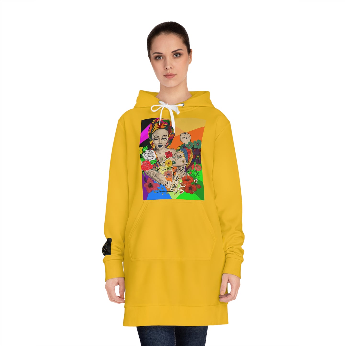 Colorful Afrocentric Women's Hoodie Dress, Artistic Fashion, Streetwear, Unique Gift, Casual Outfit, Bohemian Style