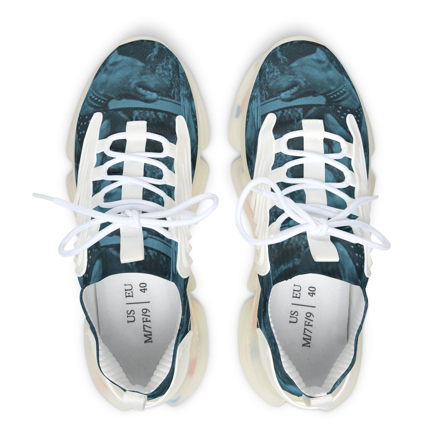 Blue Trendy Dog Women's Mesh Sneakers with Unique Artistic Design