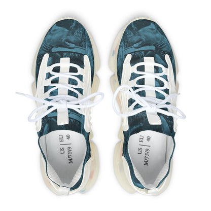 Blue Trendy Dog Women's Mesh Sneakers with Unique Artistic Design