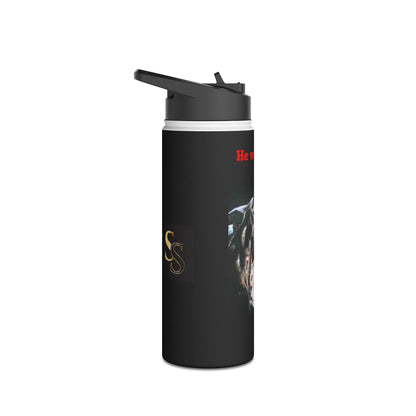 Rottweiler Stainless Steel Water Bottle - "He Won't Bite"