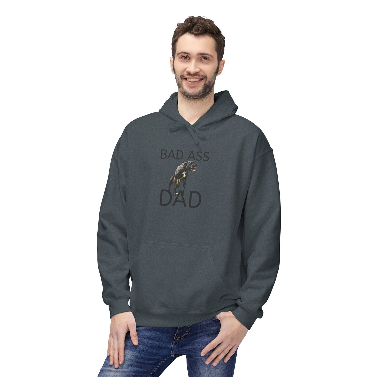 Badass Dad Hoodie — Graphic Father’s Day Pullover with Dog Silhouette