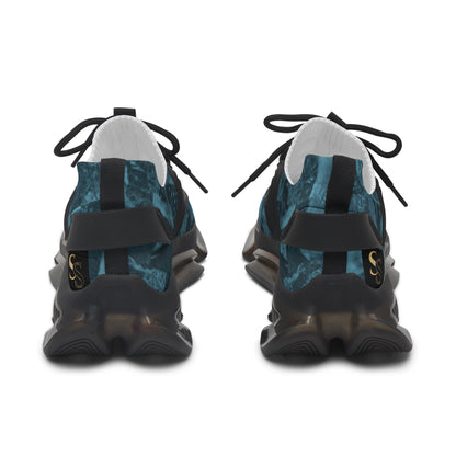 Blue Trendy Dog Women's Mesh Sneakers with Unique Artistic Design