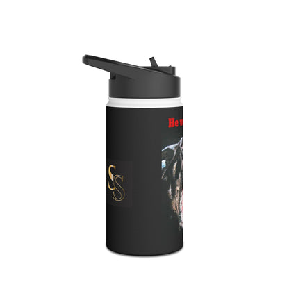 Rottweiler Stainless Steel Water Bottle - "He Won't Bite"