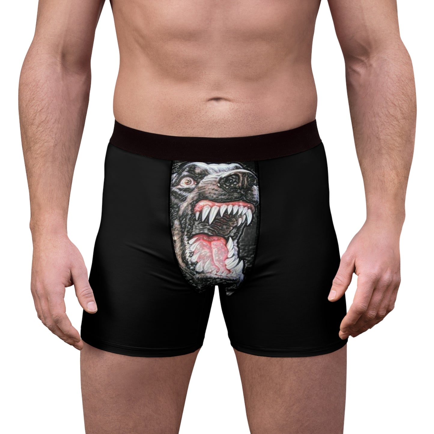 Men's Boxer Briefs — Fierce Rottweiler Snarl Front-Print Boxer Briefs