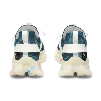 Blue Trendy Dog Women's Mesh Sneakers with Unique Artistic Design