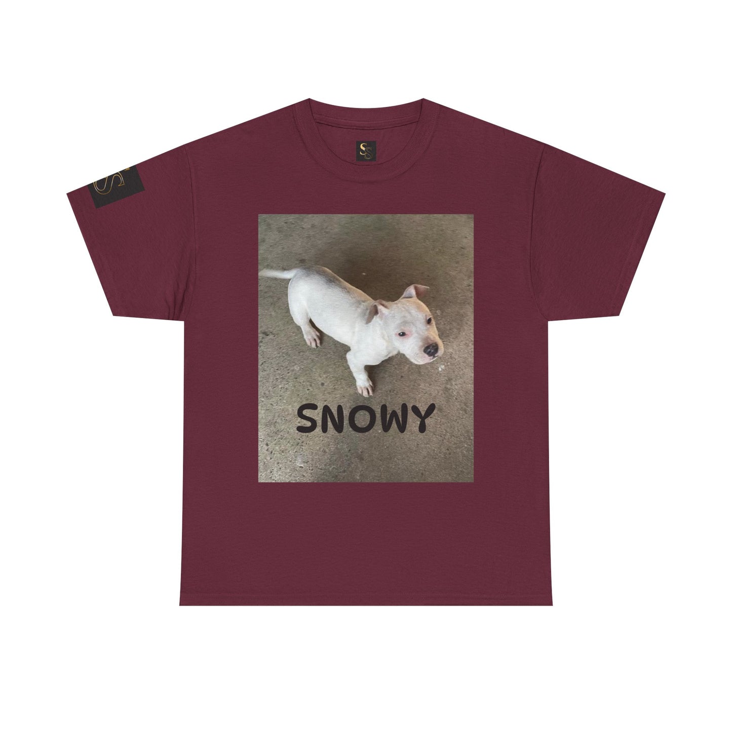 Snowy Dog Lover Unisex Heavy Cotton Tee, Cute Pet Tee, Animal Lover Gift, Dog Shirt, Casual Wear, Gift for Dog Owners