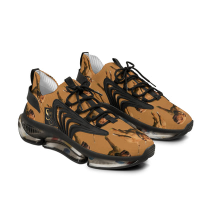 APTB Mesh Sneakers — Brown APBT Print Athletic Shoes for Men
