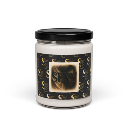 SS SEXY scented candle 9oz Scented Soy Candle – Luxurious Warm Amber Aroma, Decorative Black & Gold Logo Jar
