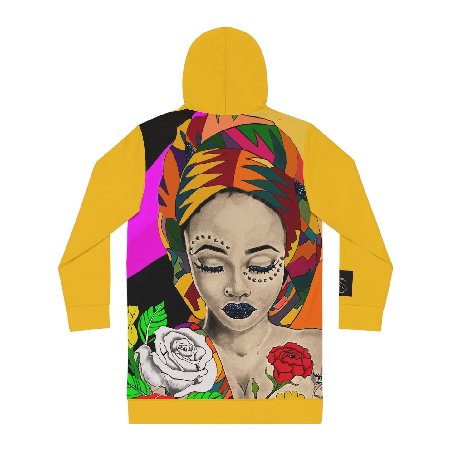 Colorful Afrocentric Women's Hoodie Dress, Artistic Fashion, Streetwear, Unique Gift, Casual Outfit, Bohemian Style
