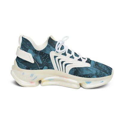 Blue Trendy Dog Women's Mesh Sneakers with Unique Artistic Design