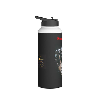 Rottweiler Stainless Steel Water Bottle - "He Won't Bite"