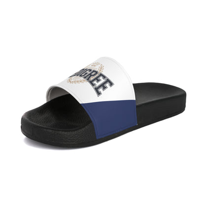 Pedigree Flag Slide Sandals — Men's Patriotic Red White Blue Pool Slides