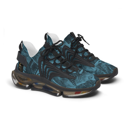 Blue Trendy Dog Women's Mesh Sneakers with Unique Artistic Design