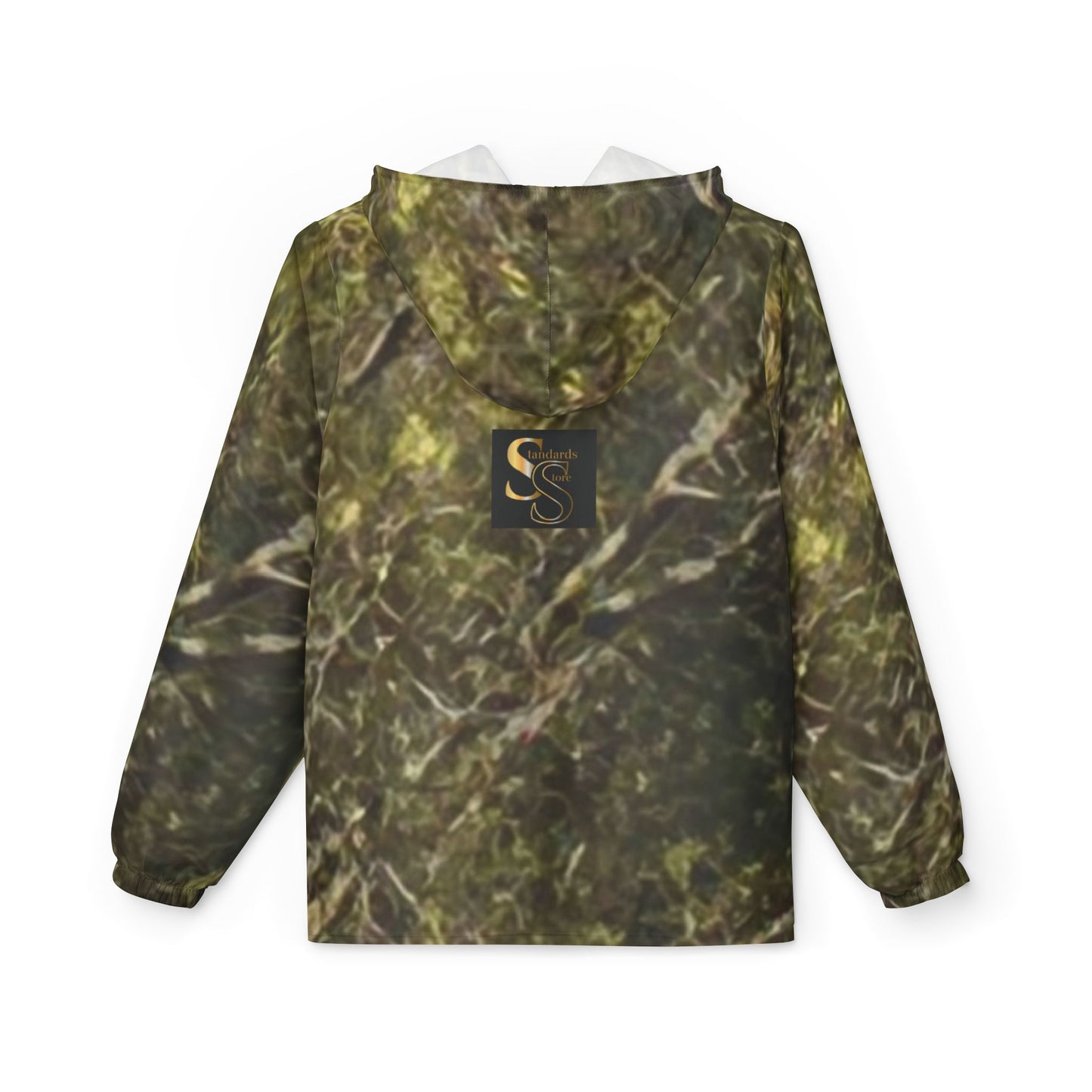 SS-Camo Print Windbreaker Jacket — Mossy Forest All-Over Zip Hooded Outerwear