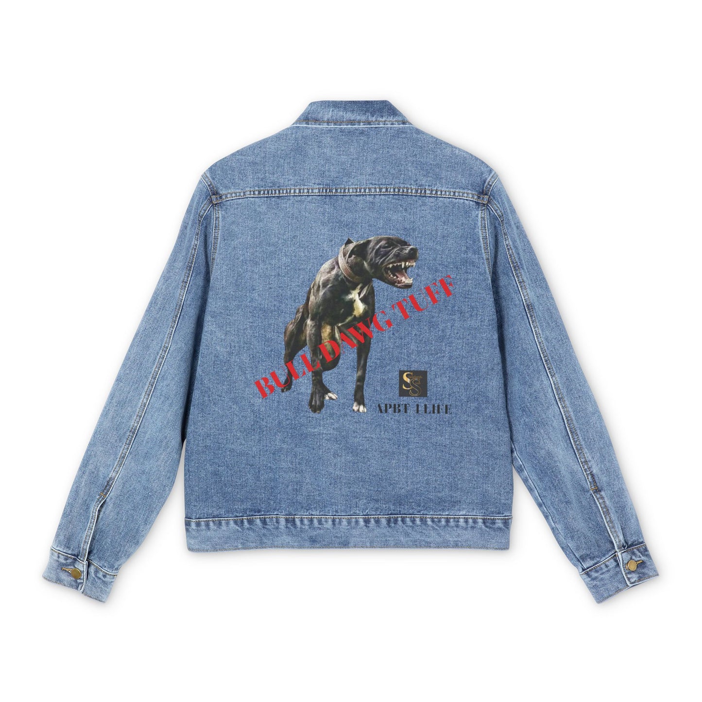 Men's Denim Jacket — Vintage Black Dog Graphic Trucker Jacket