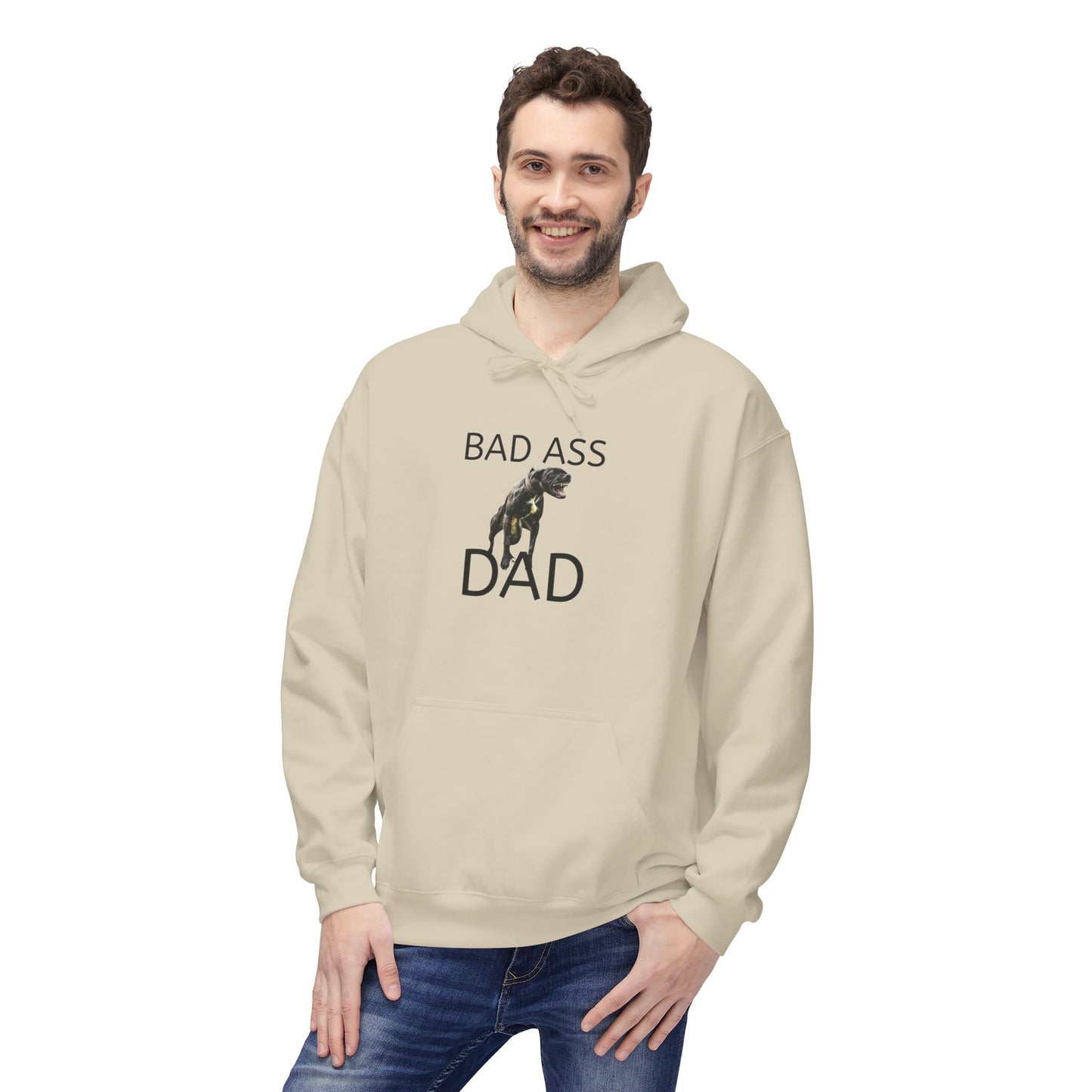 Badass Dad Hoodie — Graphic Father’s Day Pullover with Dog Silhouette