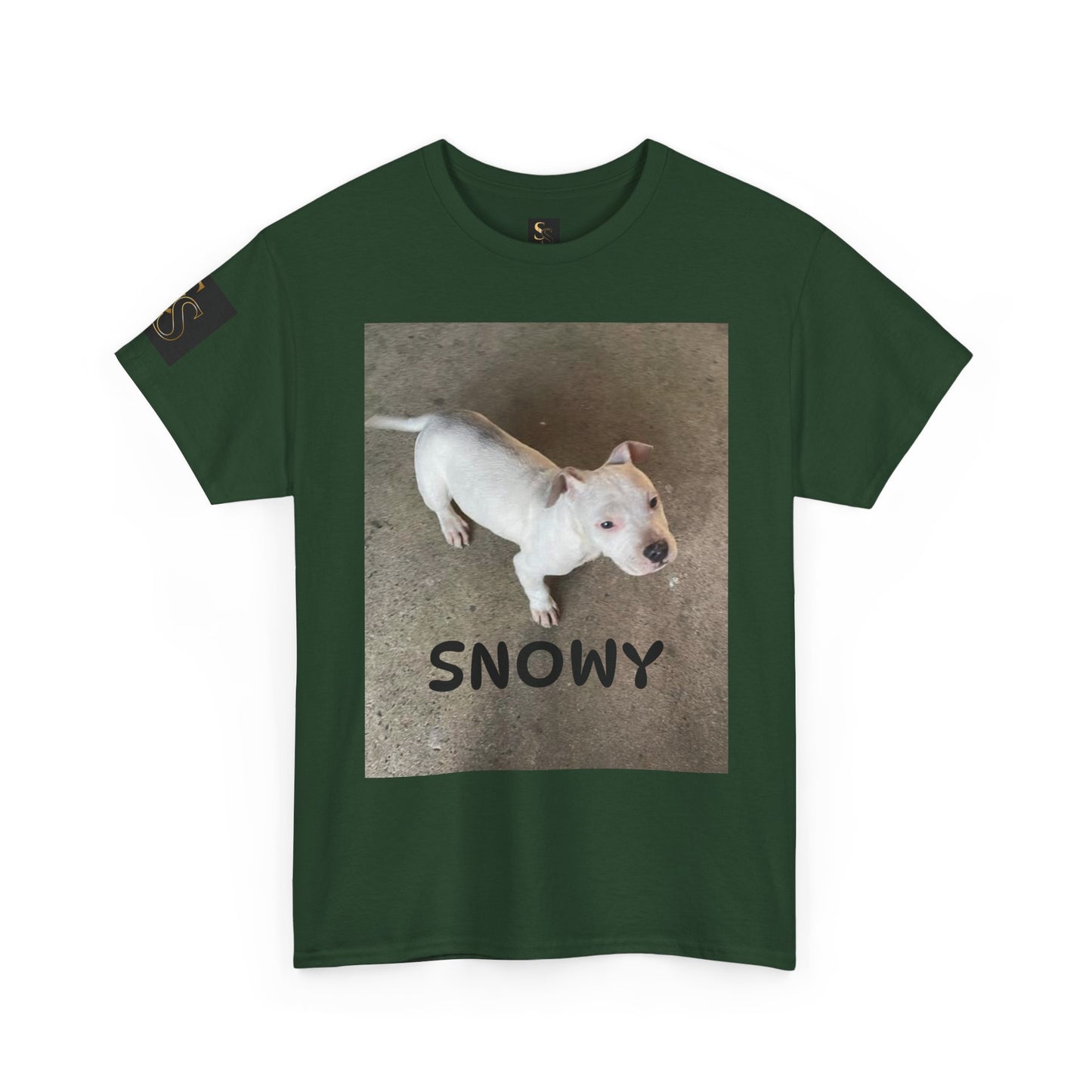 Snowy Dog Lover Unisex Heavy Cotton Tee, Cute Pet Tee, Animal Lover Gift, Dog Shirt, Casual Wear, Gift for Dog Owners