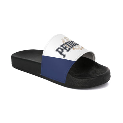 Pedigree Flag Slide Sandals — Men's Patriotic Red White Blue Pool Slides