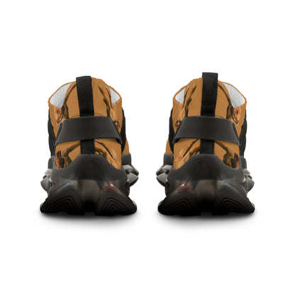 APTB Mesh Sneakers — Brown APBT Print Athletic Shoes for Men
