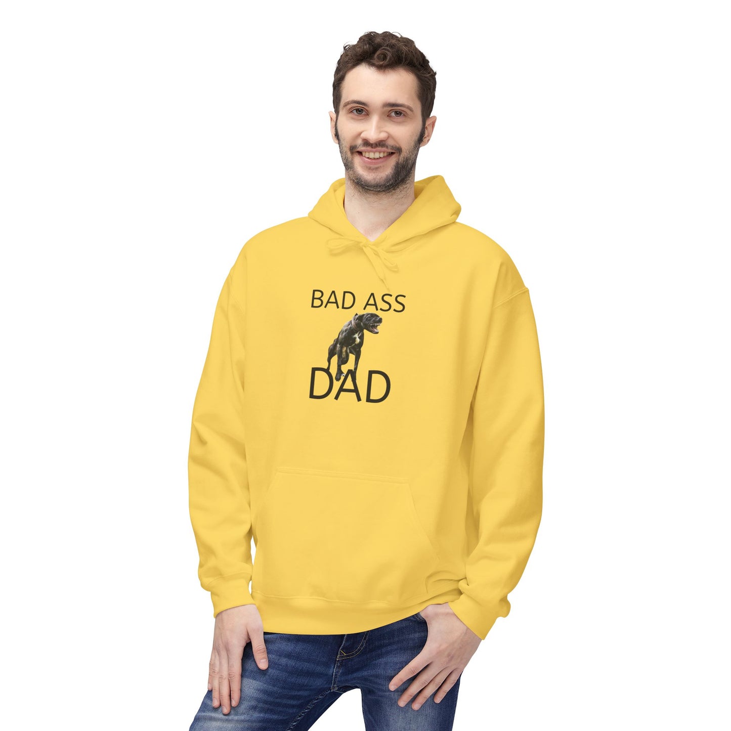 Badass Dad Hoodie — Graphic Father’s Day Pullover with Dog Silhouette
