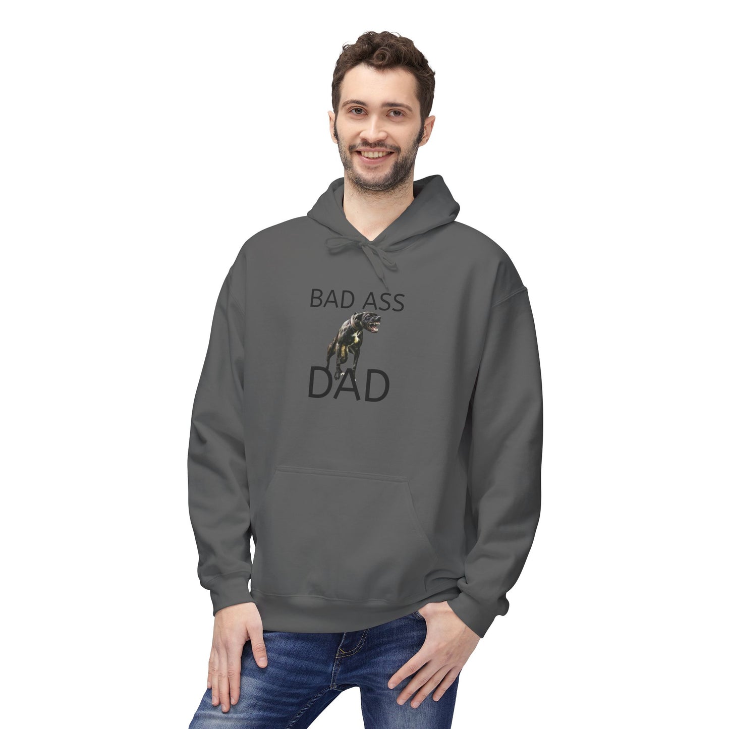 Badass Dad Hoodie — Graphic Father’s Day Pullover with Dog Silhouette