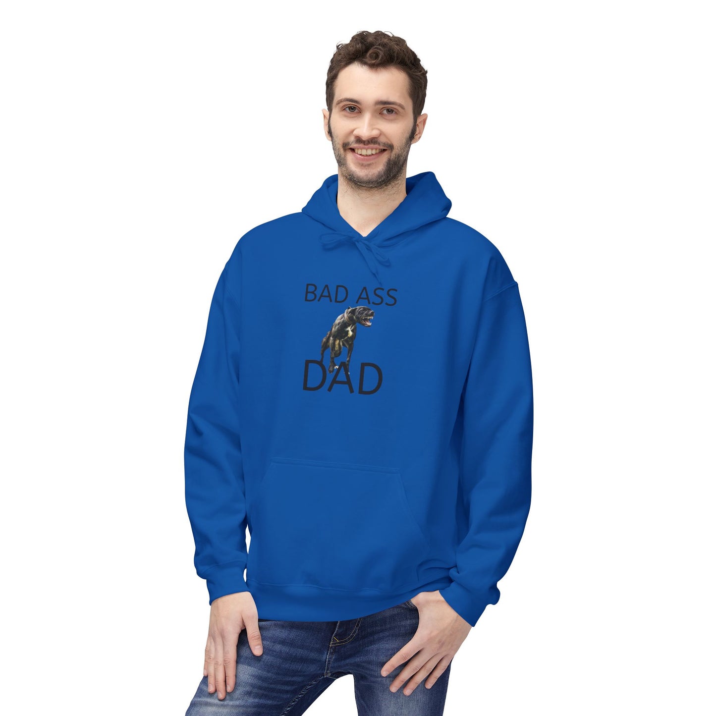 Badass Dad Hoodie — Graphic Father’s Day Pullover with Dog Silhouette