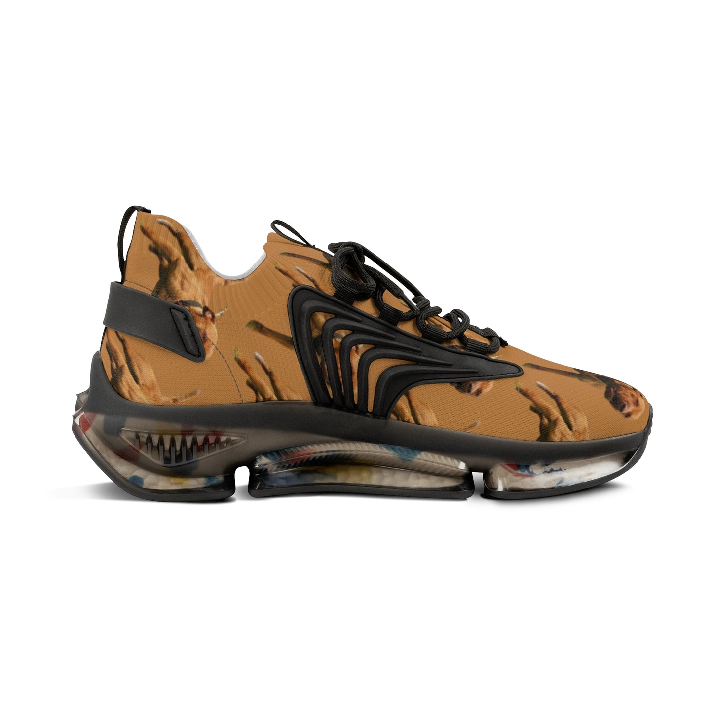 APTB Mesh Sneakers — Brown APBT Print Athletic Shoes for Men