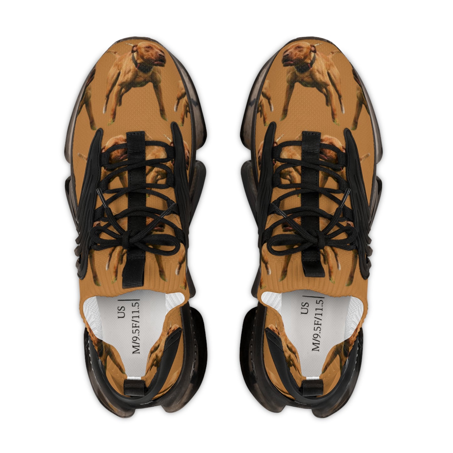 APTB Mesh Sneakers — Brown APBT Print Athletic Shoes for Men
