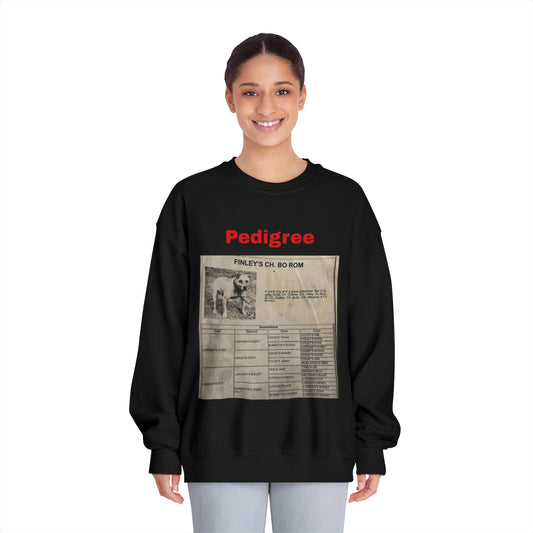 Pedigree History Crewneck Sweatshirt — Vintage Dog Pedigree Print