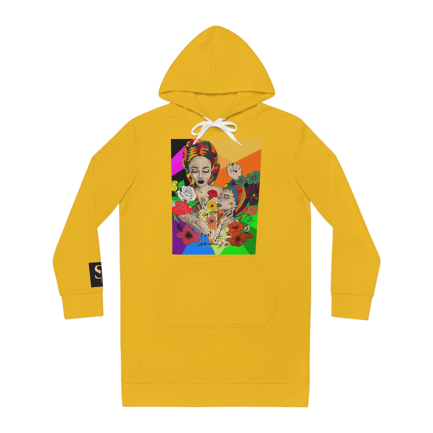 Colorful Afrocentric Women's Hoodie Dress, Artistic Fashion, Streetwear, Unique Gift, Casual Outfit, Bohemian Style